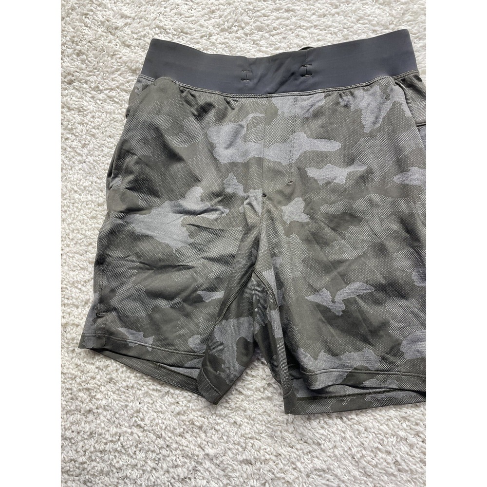 Lululemon THE Short 7" Mesh Linerless Men's Small Camo Green Athletic Run EUC